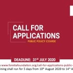 Call For Applications – Public Policy Course (2020)