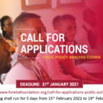 Call For Applications – Public Policy Analysis Course (2021)